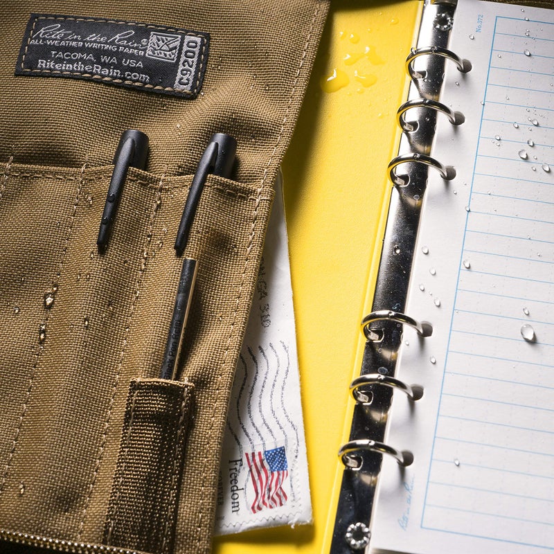 Rite in the Rain Weatherproof CORDURA Fabric, 1/2" Ring Binder Cover, 6.75" x 8.875", Tan Cover (No. C9200) - Image 5